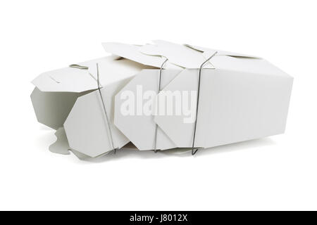 Chinese Restaurant Takeaway Food Boxes Lying on White Background Stock Photo