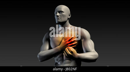 Chest Pains or Pain in Your Body Heart Area Stock Photo