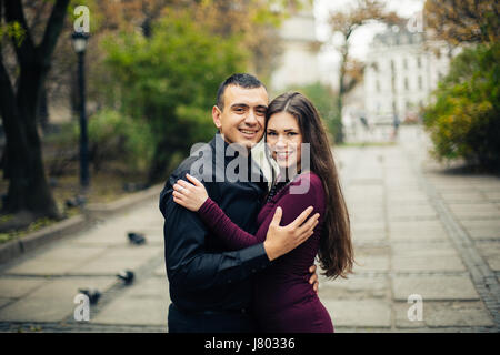 portrait of happy  couple posing in   city Stock Photo