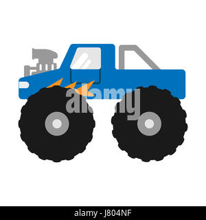 an illustration of a monster car on white background Stock Photo