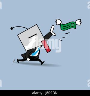 Money is flying away from businessman , one of business concept in Botman Collection. Stock Vector