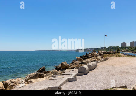 Seascape with residential district of Constanta city on the coast of the Black Sea, Romania Stock Photo