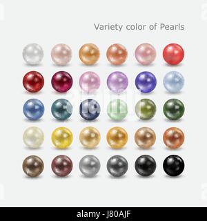 Variety color of  spherical pearls for your decoration Stock Vector