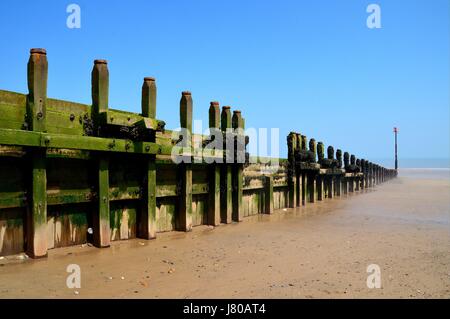 Groyne on Withernsea Beach Stock Photo