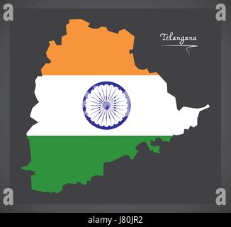 Telangana Map Of Indian State. Telangana Map Vector Illustration ...