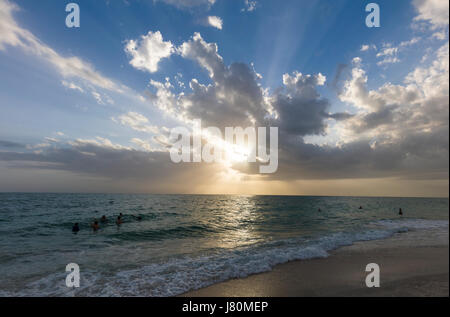 Late afternoon sunset over the Gulf of Mexico from Venice Beach in Vencie Florida Stock Photo