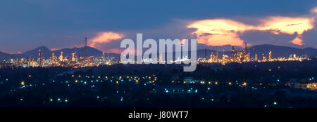 top view of  Map Ta Phut industrial estate in Rayong Thailand on dusky time Stock Photo