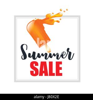 Orange splash ice cream bar with text summer sale isolated on the white background vector illustration eps10 Stock Vector