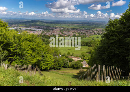 Looking down Coopers Hill, site of the annual Cheese Rolling festival near Gloucester Stock Photo