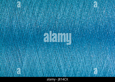 Closed up of blue color thread texture background Stock Photo