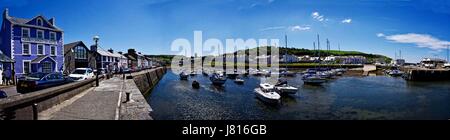 Aberaeron ( anglicised as Aberayron) is a seaside resort town in Ceredigion, Wales, between Aberystwyth and Cardigan. Stock Photo