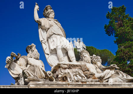 Italy, Rome, Piazza del Popolo, Neptune Fountain detail. Stock Photo