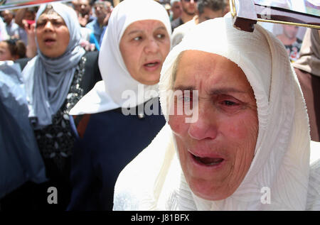 May 25, 2017 - Nablus, West Bank, Palestinian Territory - Palestinians take part during a sit-in in support of Palestinian hunger-striking prisoners held in Israeli jails, in the West Bank city of Nablus on May 25, 2017  (Credit Image: © Ayman Ameen/APA Images via ZUMA Wire) Stock Photo