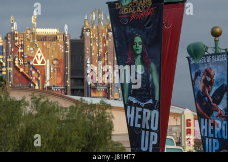 Anaheim, USA. 25th May, 2017. Guardians of the Galaxy: Mission Breakout ride at Disney California Adventure at the Disneyland Resort in Anaheim, CA, USA Credit: Kayte Deioma/Alamy Live News Stock Photo