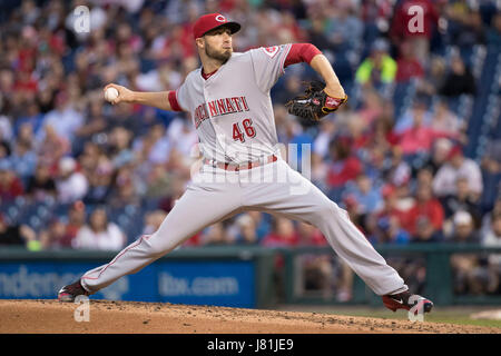 Philadelphia, Pennsylvania, USA. 26th May, 2017. Cincinnati Reds starting pitcher Tim Adleman (46) throws a pitch during the MLB game between the Cincinnati Reds and Philadelphia Phillies at Citizens Bank Park in Philadelphia, Pennsylvania. The Cincinnati Reds won 5-2. Christopher Szagola/CSM/Alamy Live News Stock Photo