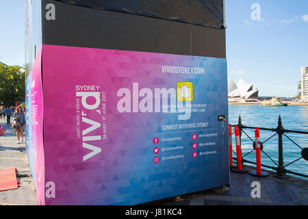 Sydney, Australia, Friday 26th May 2017. Preparations in Circular Quay for Vivid 2017 which runs from 26th May to 17th June at locations across Sydney. Credit: martin berry/Alamy Live News Stock Photo