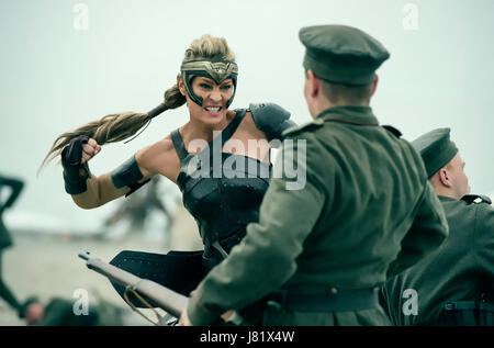 WONDER WOMAN 2017 Atlas Entertainment film with Gal Gadot here involved in the First World War Stock Photo