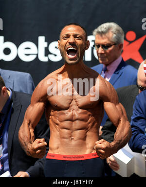 Kell Brook during the weigh-in at Sheffield City Hall. Stock Photo