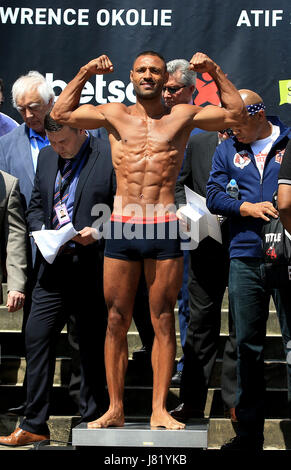 Kell Brook during the weigh-in at Sheffield City Hall. Stock Photo