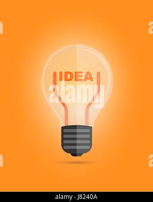 Creative idea text inside a bulb, as inspiration concept. Vector design element.  Alternative energy concept. Stock Vector