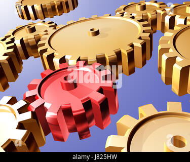 turn twirl increase interlocking dependent dependance dependence object Stock Photo