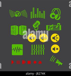 multimedia player vector icon set for web design , internet and mobile Stock Vector