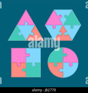 Jigsaw arrange to geometry shape. Vector template for web design, diagram or print media Stock Vector