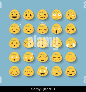 Emotion cartoon face vector icon set. Stock Vector