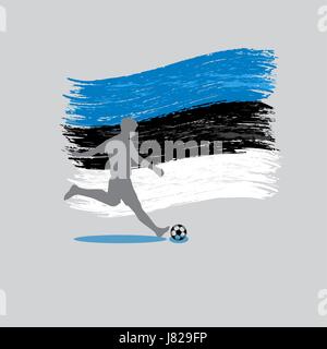 Soccer Player action with Republic of Estonia flag on background vector Stock Vector