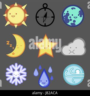 Weather forecast  icon set for web design, mobile, internet ,application, artwork etc. Stock Vector