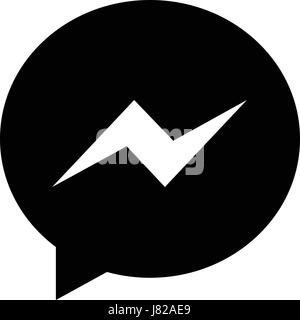 Facebook Messenger Instant Messaging Logo Icon Over White Background Silhouette Style Vector Illustration Stock Vector Image Art Alamy