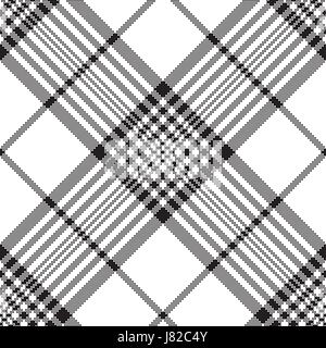 Pixels black and white check plaid seamless pattern. Vector illustration. Stock Vector