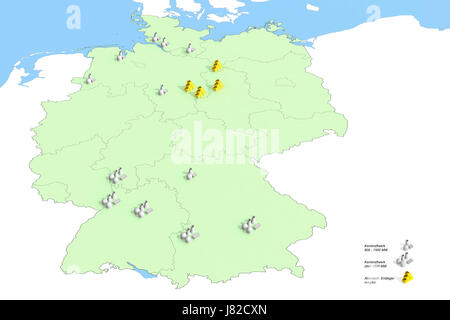 locations nuclear power plants in germany in 2011 Stock Photo