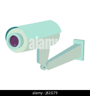 Video surveillance security camera flat icon isolated vector illustration Stock Vector