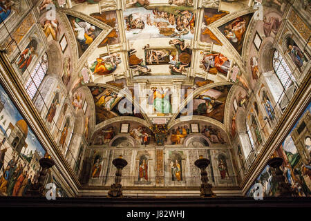 VATICAN CITY, ROME - MARCH 02, 2016: Interior and architectural details of the Sistine chapel, March 02, 2016, Vatican city, Rome, Italy. VATICAN CITY, ROME - MARCH 02, 2016: Interior and architectural details of the Sistine chapel, March 02, 2016, Vatican city, Rome, Italy.