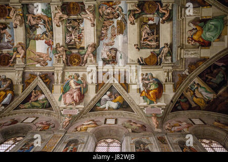 VATICAN CITY, ROME - MARCH 02, 2016: Interior and architectural details of the Sistine chapel, March 02, 2016, Vatican city, Rome, Italy.