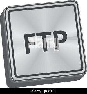 FTP button 3D key in brushed metal Stock Vector