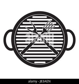 BBQ Icon with Grill Tools. Vector Illustration Stock Vector