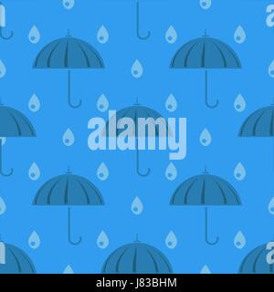 Umbrella and Rain Drops Seamless Pattern Stock Vector