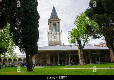 Istanbul, Turkey - May 7, 2017: Tower of Justice in the Second Courtyard of the Topkapi Palace, Istanbul, Turkey. It was the residence of the Ottoman Stock Photo