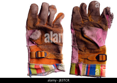 hand hands tool job isolated garden industry industrial leather glove repair Stock Photo
