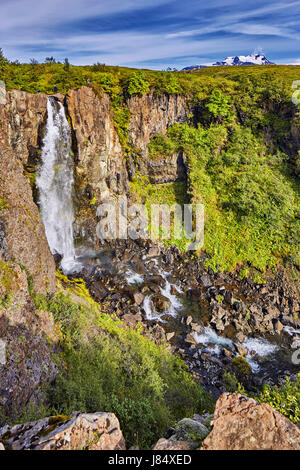 Waterfall Hundafoss, Skaftafell, Austurland, Island Stock Photo