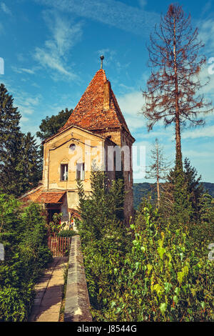 Sighisoara, Romania - July 26, 2014: Ropers' Tower, one of the oldest constructions in Sighisoara, dating from the 13th century. Stock Photo