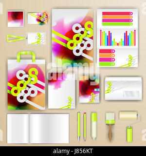 Corporate identity template with color elements. Vector company business style for brandbook, report and guideline. Stock Photo