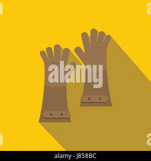 Heat resistant gloves for welding icon, flat style Stock Vector