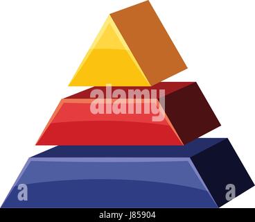 Colorful triangle divided icon, cartoon style Stock Vector