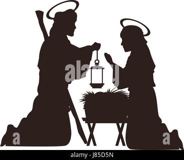 silhouette of saint virgin mary vector illustration Stock Vector Image ...