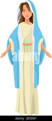 cartoon cute virgin mary character nativity design. vector illustration Stock Vector