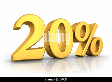 golden twenty number percent percentage gold calculation isolated stock Stock Photo