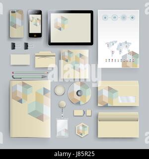 Corporate identity template with color elements. Vector company business style for brandbook, report and guideline. Stock Vector
